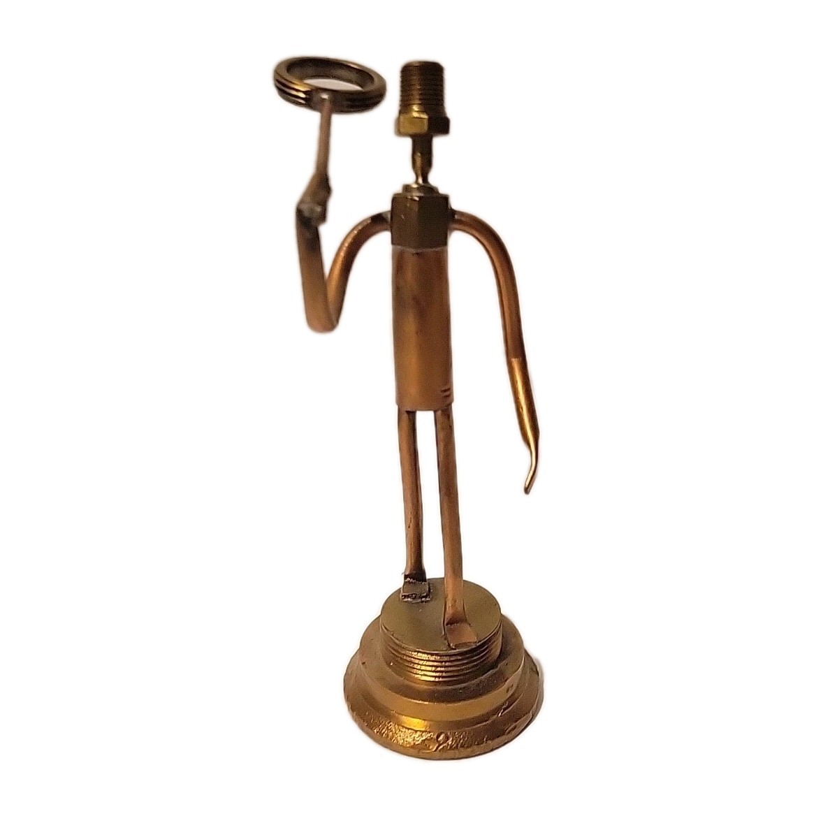Tennis Player Brass Figurine Sculpture Hand Made Nuts/Bolts Figure Welded 6.25in