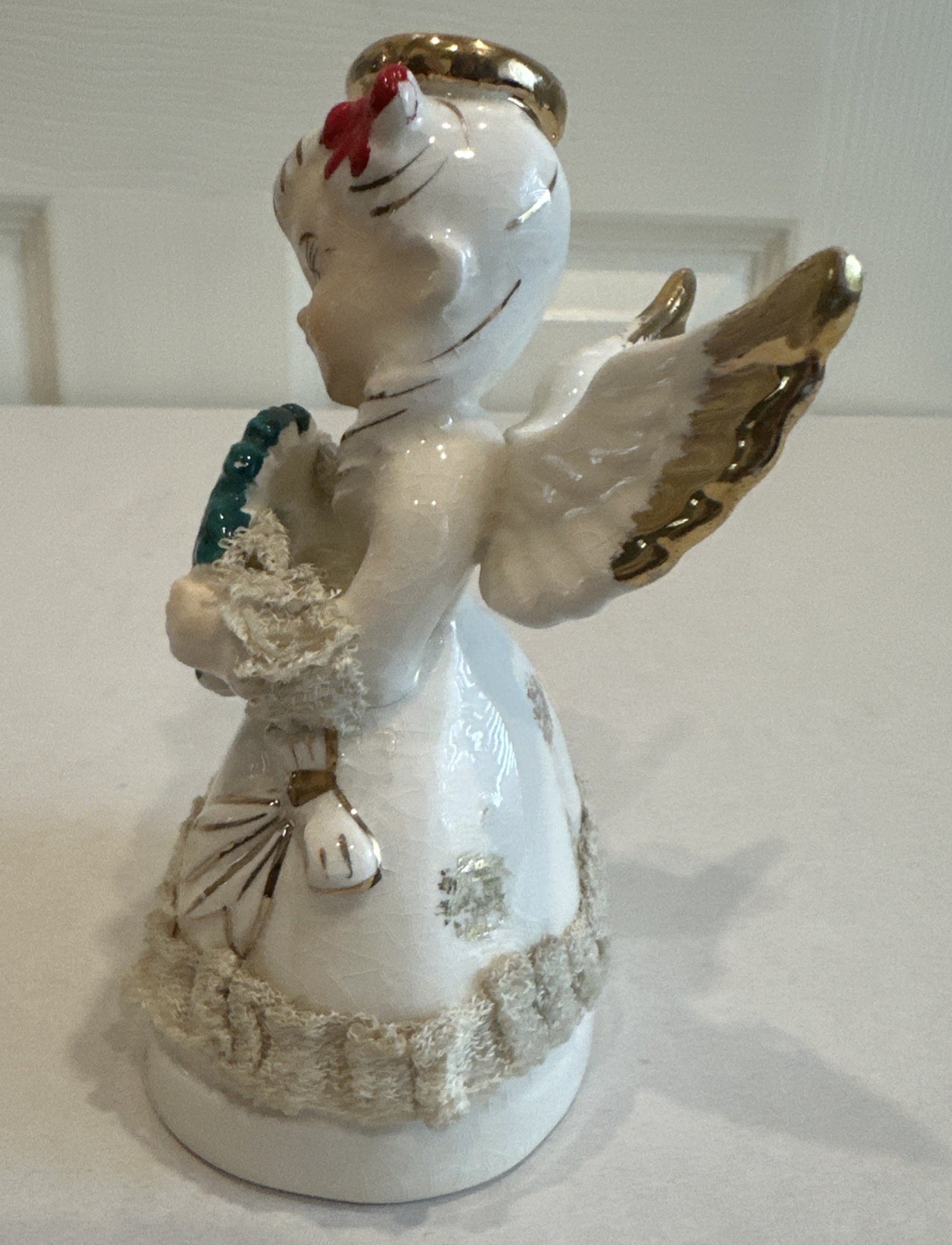 Vintage ART December Birthday Angel With Christmas Wreath Japan