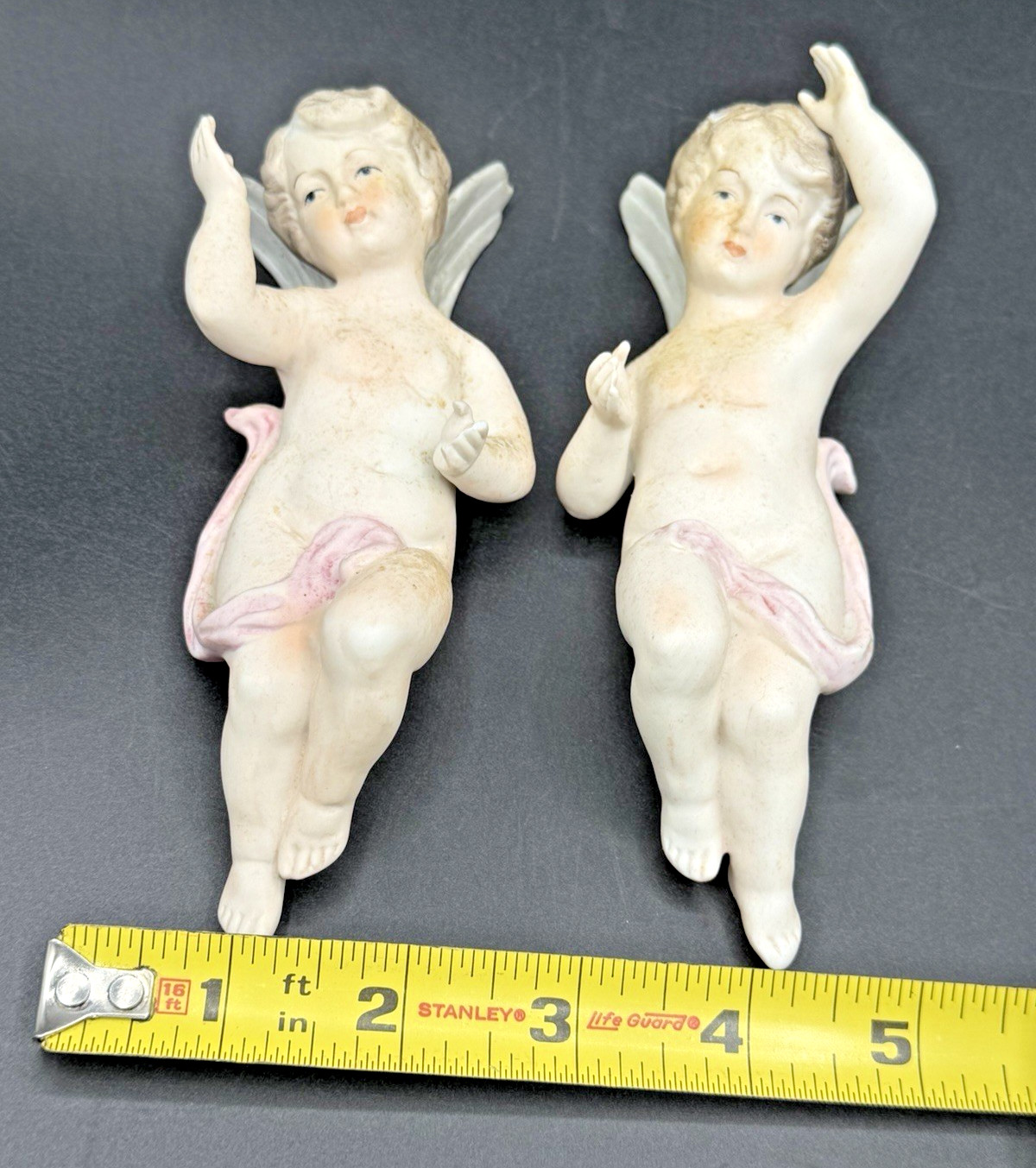 Vintage Rare Lipper and Mann Wall Cherubs Collectible Angels W/Pink Sash, Japan