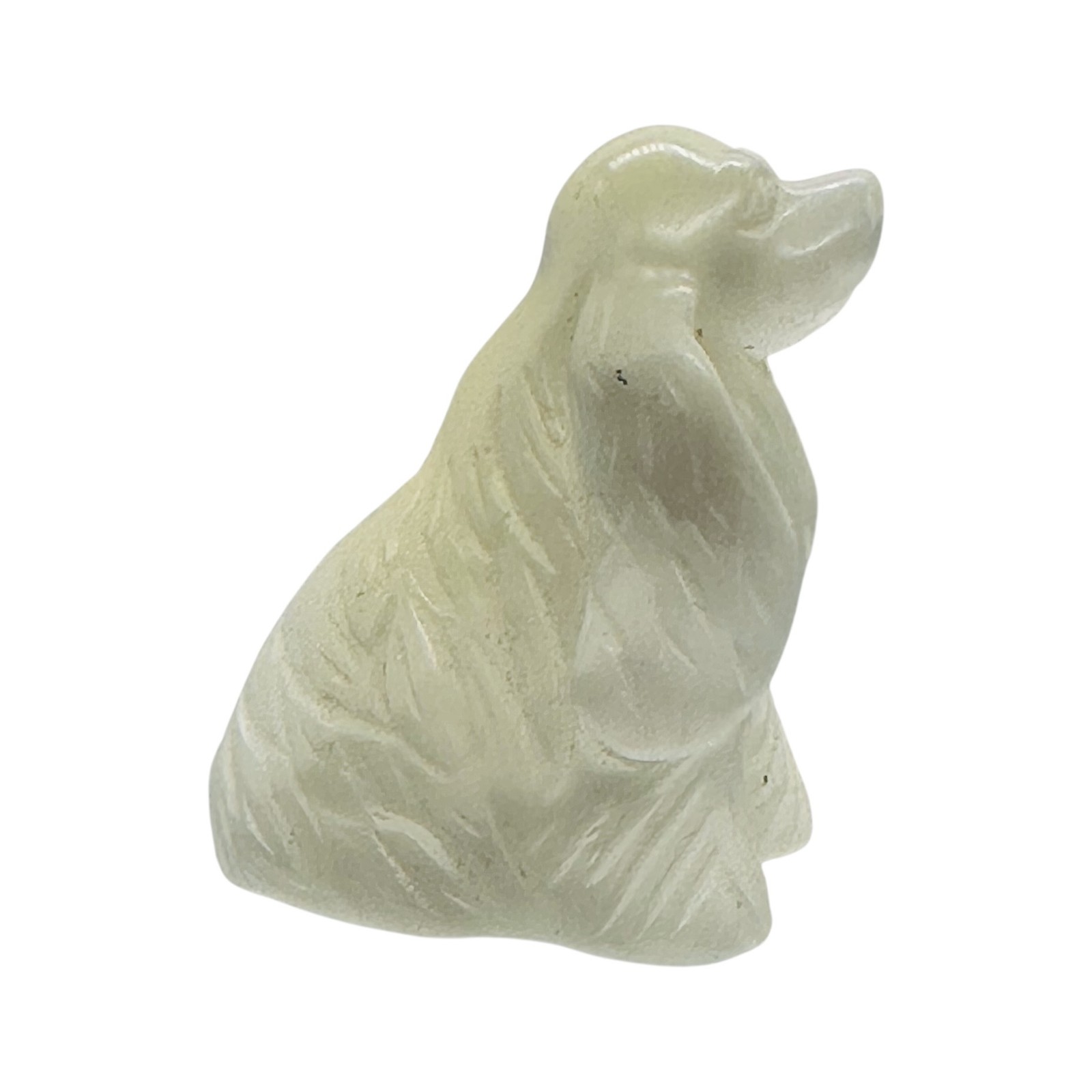 Cocker Spaniel Carved Statue | 1 Figurine | | 37x30x23mm | Clear, White