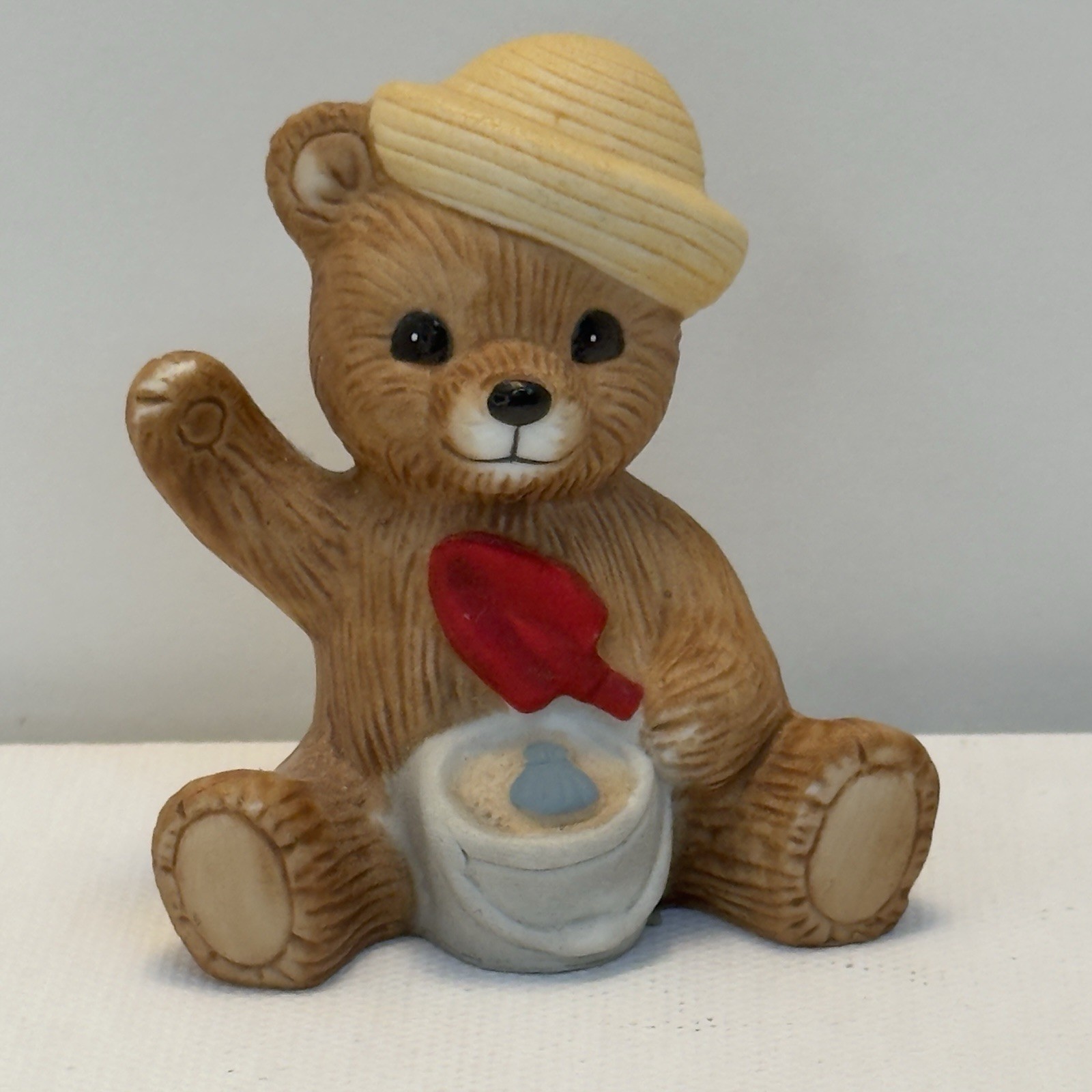 Vintage Homco # 1413 Beach Bucket Bear Sand Shovel Ceramic Figurine Summertime
