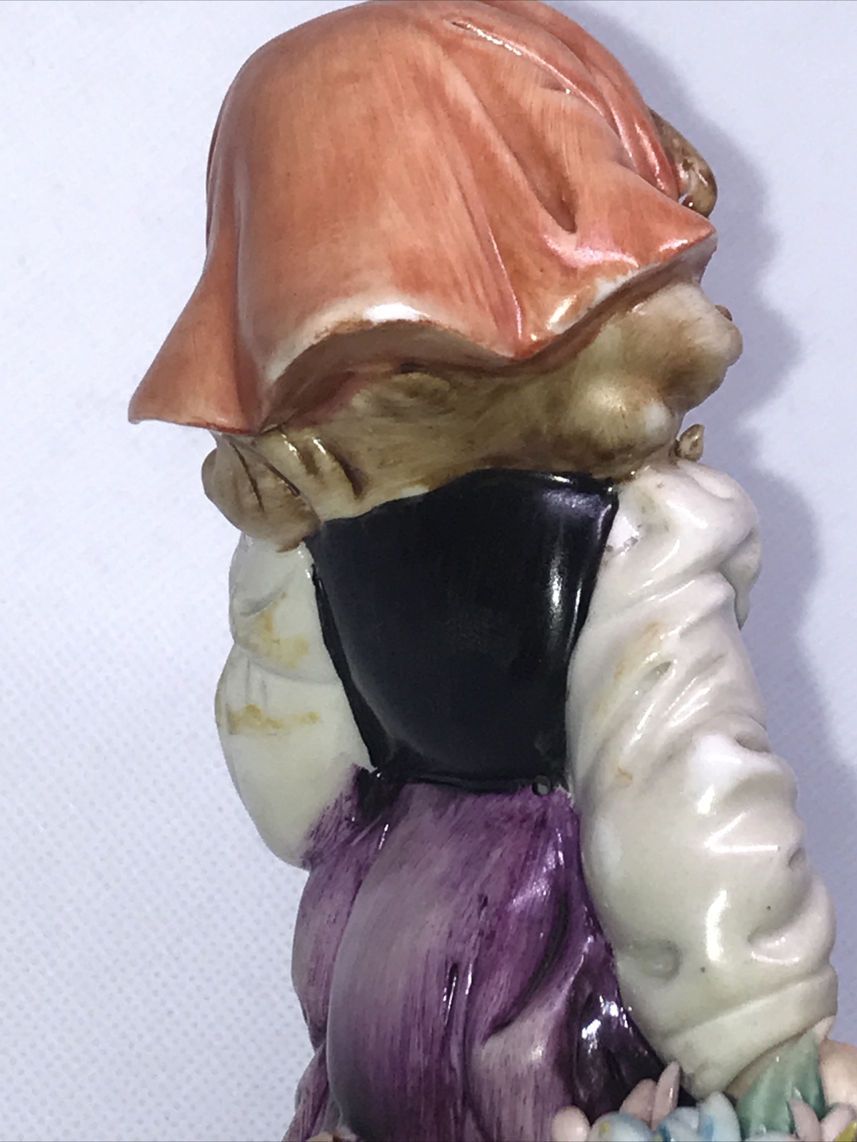 Capodimonte Italian Peasant Girl Carrying Flowers Figurine, 13 1/2″ SIGNED