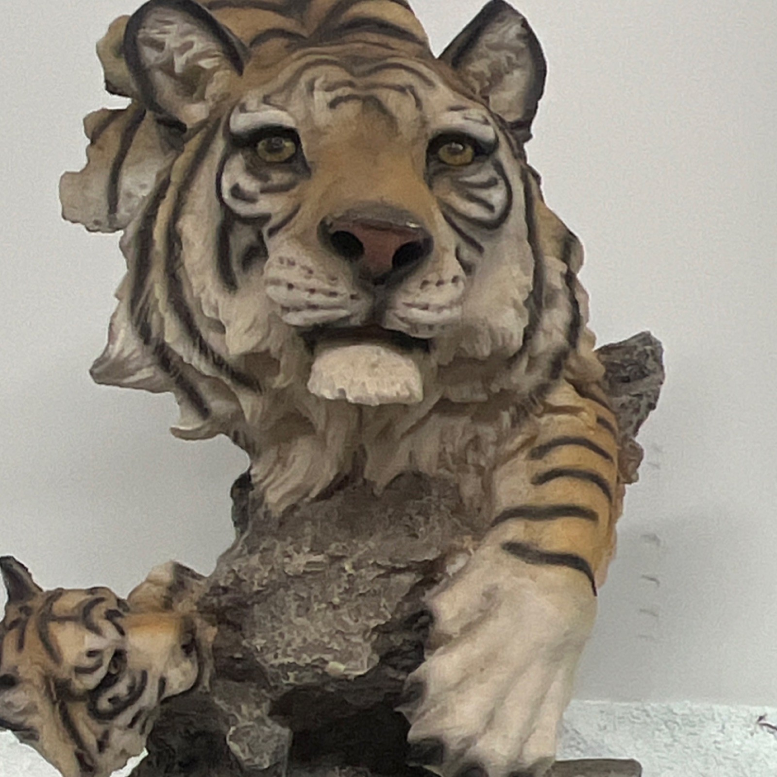 Tiger Resin Figurine Brown White Black Matte Wild Animal Sculpture for Any Room