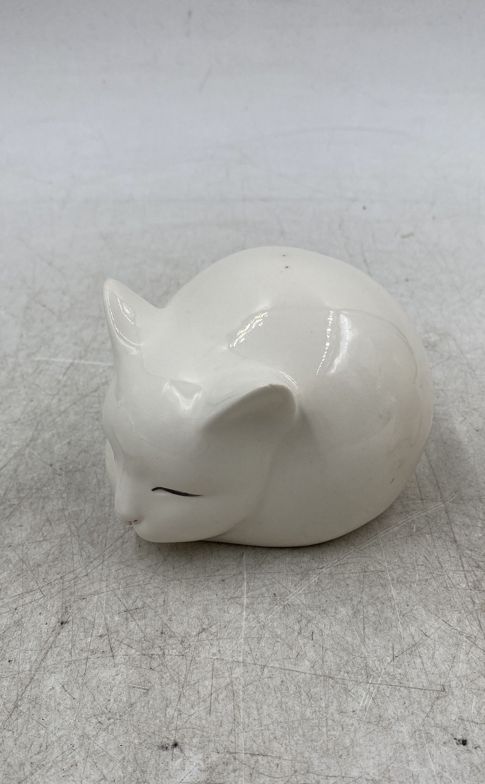 White Beige Cat Deer And Rabbit Ceramic Animal Figurines Lot Of 3