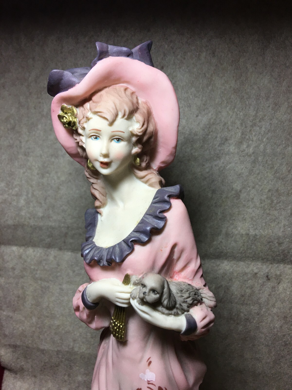 Vintage L’Arte Nel Mondo Figurines Lady with Dog Capodimonte Italy
