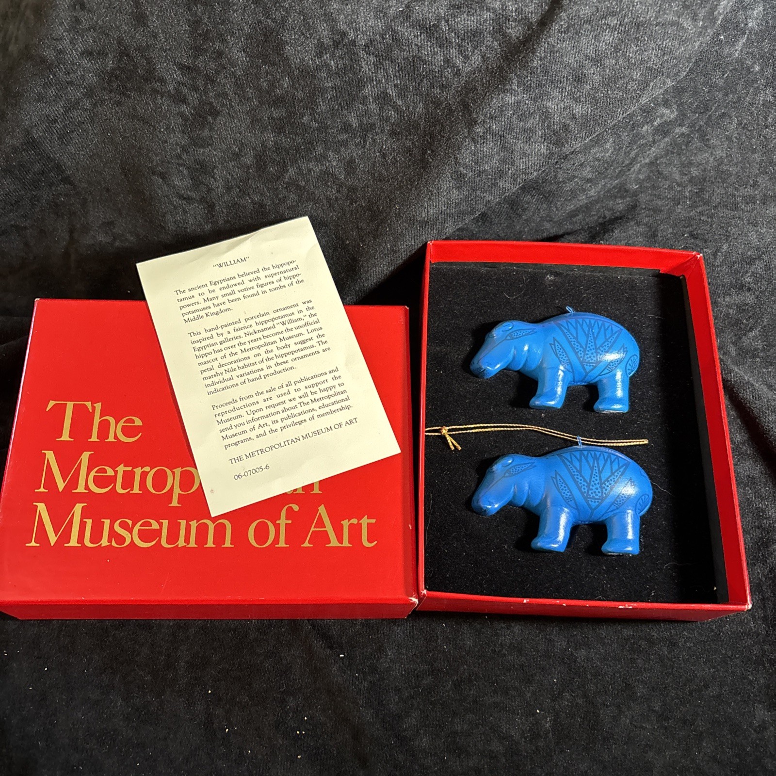 Metropolitan Museum Of Art William The Hippo Ornament Set Collectible Vintage 92