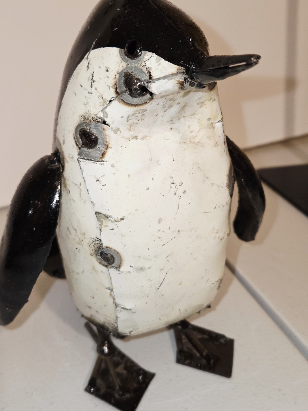Handcrafted Penguin Sculpture Made by Artisans in Zimbabwe 6.5 In. Tall