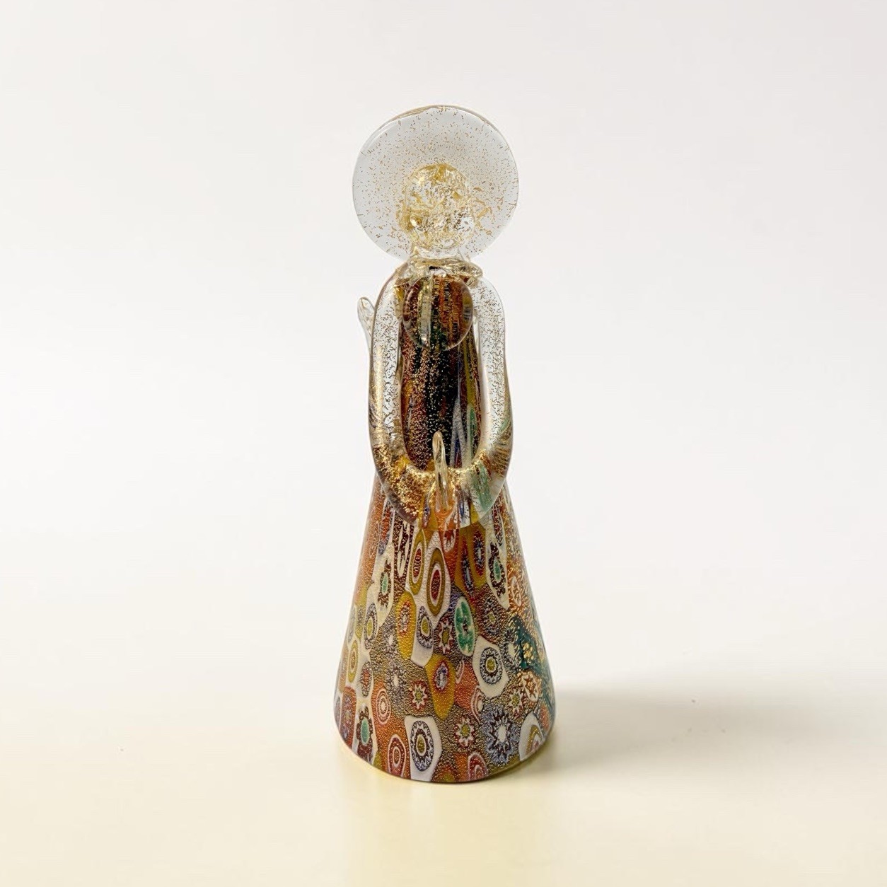 VTG Millefiori Angel Murano Italian Art Glass Gold Fleck Figure 5.75″ Italy