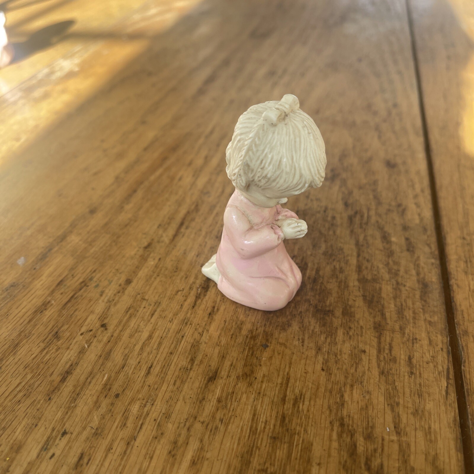 Kneeling Girl Praying Pink Pajamas Now In Hair 3”