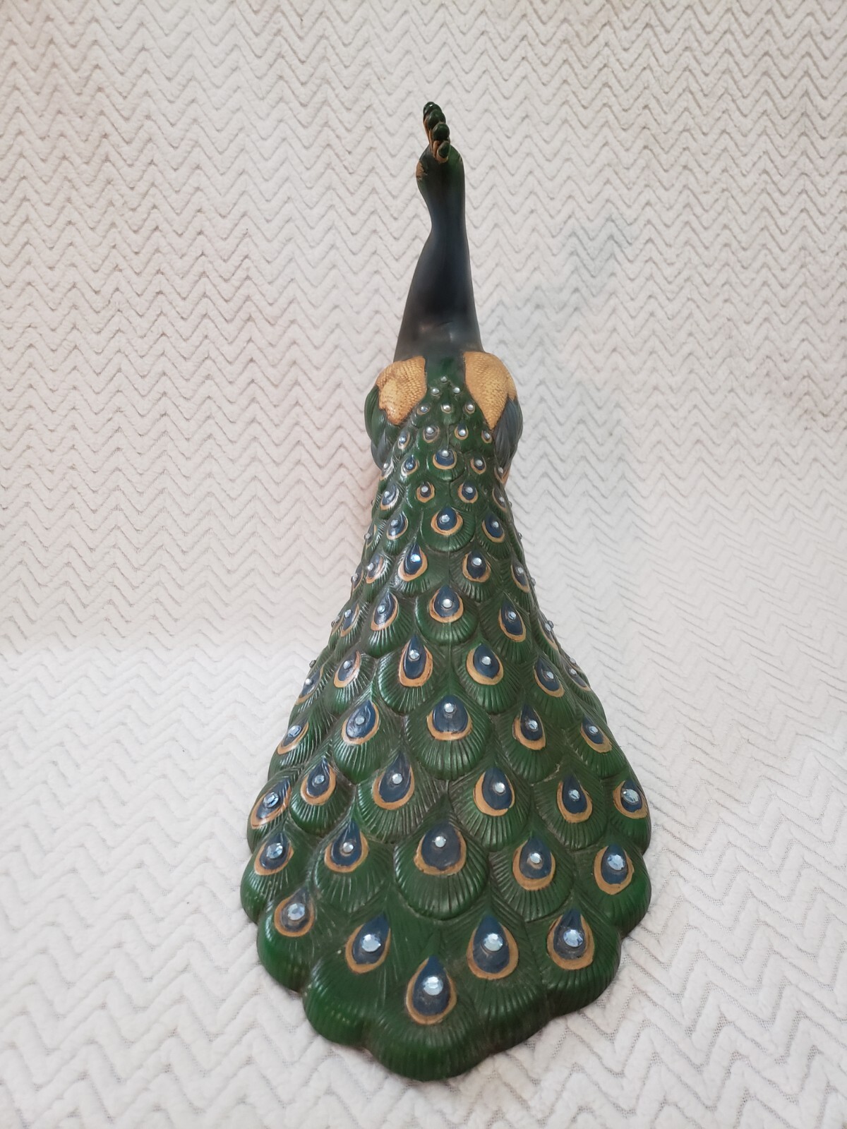 Lot Of 2 Holland Mold Peacock Hand Painted Ceramic Standing Non Lighted Decor