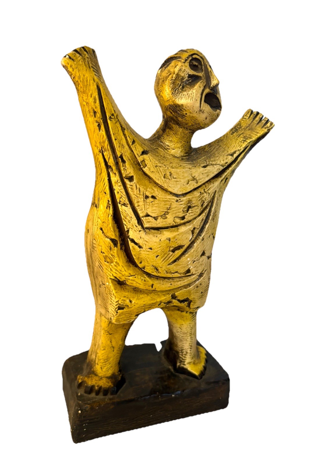 Yellow Man MCM Bitossi Style Pottery Emo Figure Brutalist Folk Art Sculpture 11”