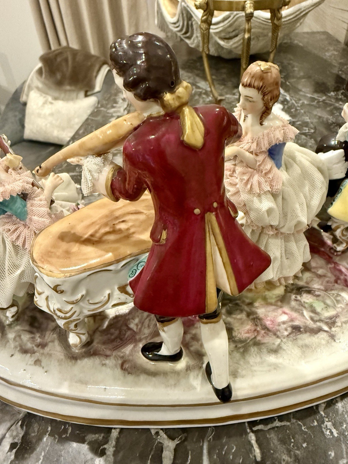 Dresden Muller Volkstedt Porcelain Figurine Musical Family Large