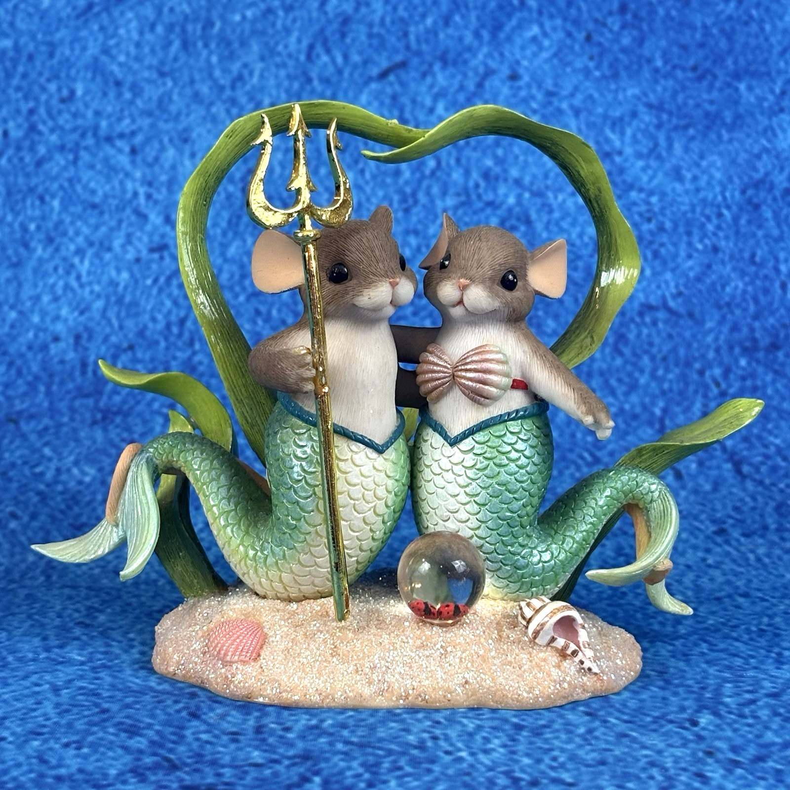 2005 FITZ & FLOYD Resin Mermaid Mice CHARMING TAILS “An Ocean Of Love” 89/265