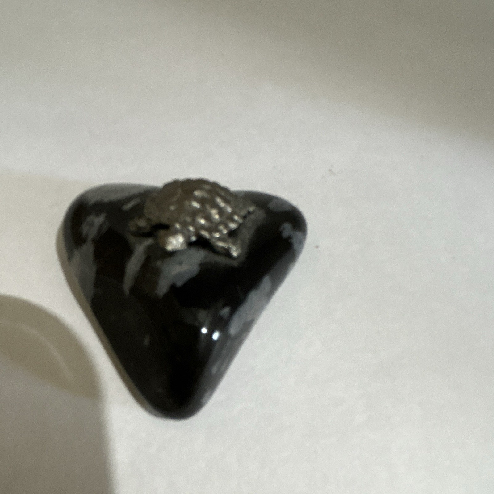 Snowflake Onyx stone w/ Silver-Tone Turtle, Stone/Metal