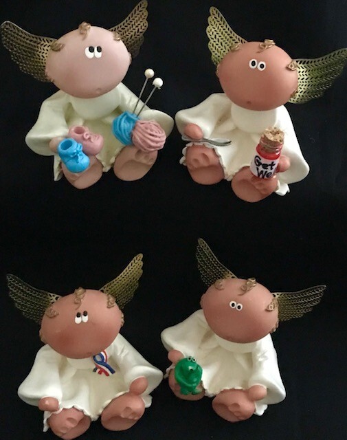 RARE! 2001 KIRK’S CRITTERS FOR RUSS ANGEL CHEEKS MINI CHERUB POLYCLAY FIGURINES