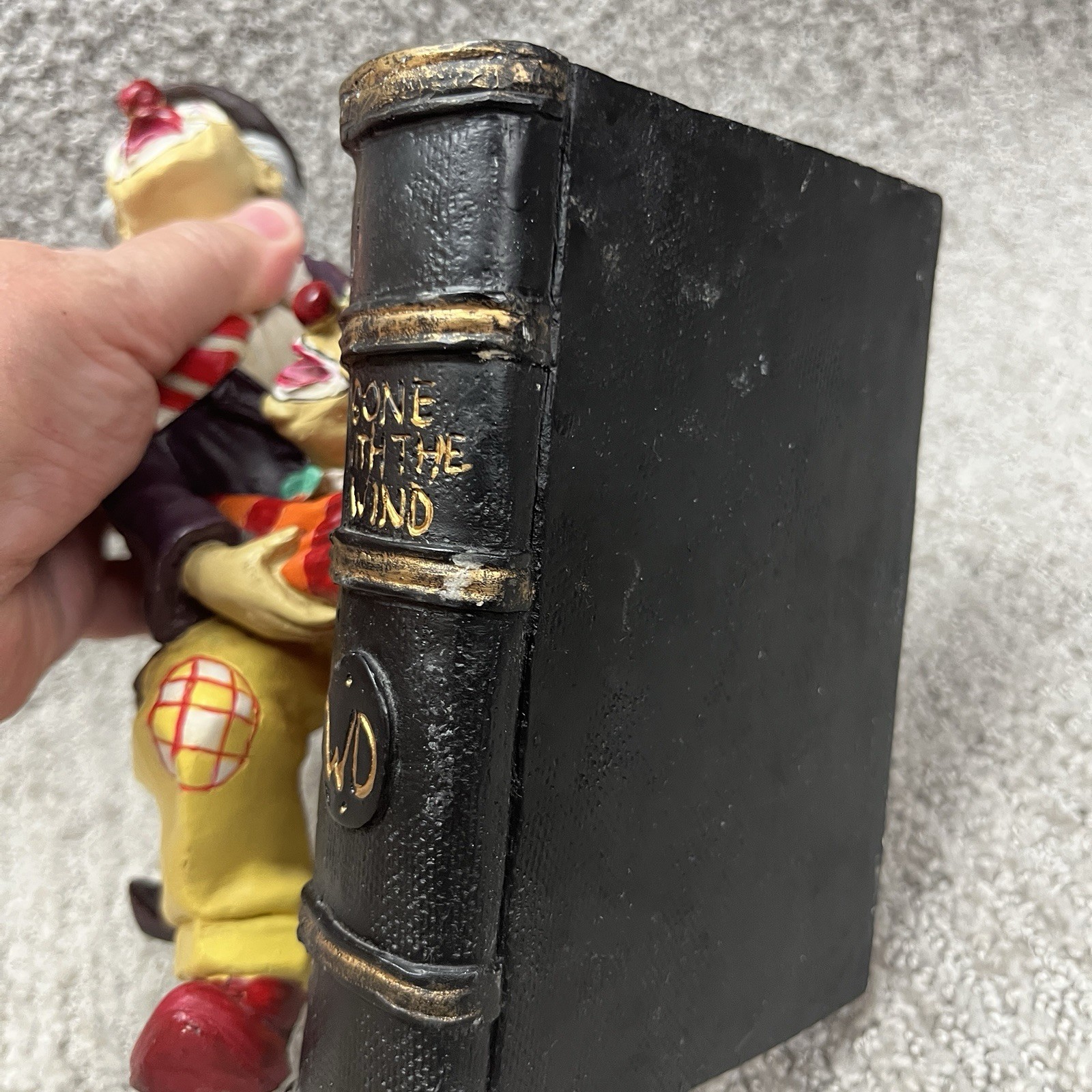 Vintage Peter Mook Clown Book Ends Gone with the Wind & Hope and Glory Resin