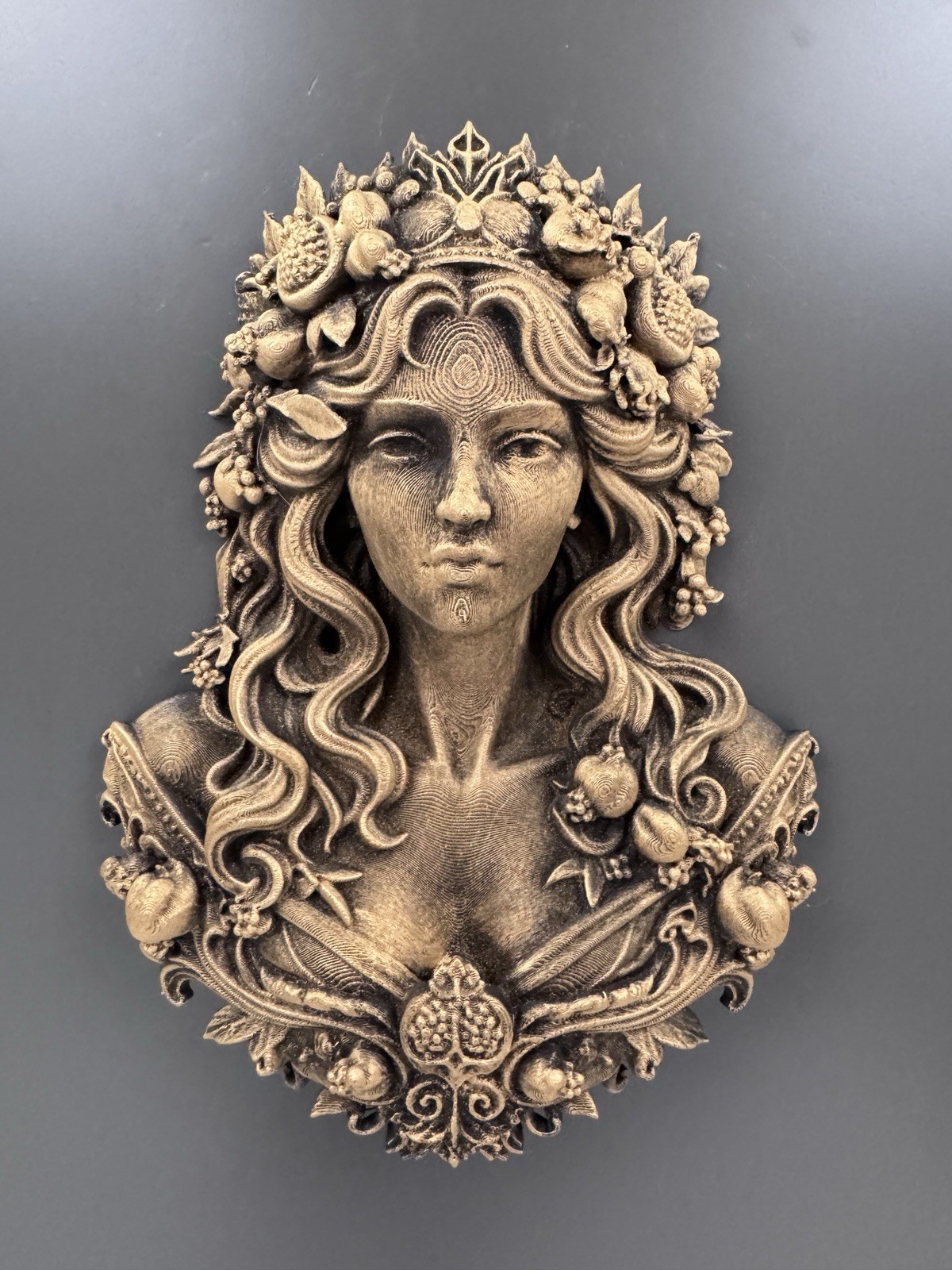 Persephone Wall Sculpture Greek goddess Bust Pomegranate Queen Mythology Decor