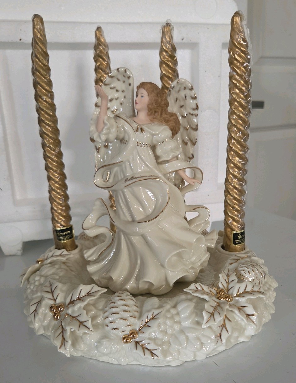 Danbury Mint Millennium Porcelain Angel Candleholder 2000 with Box