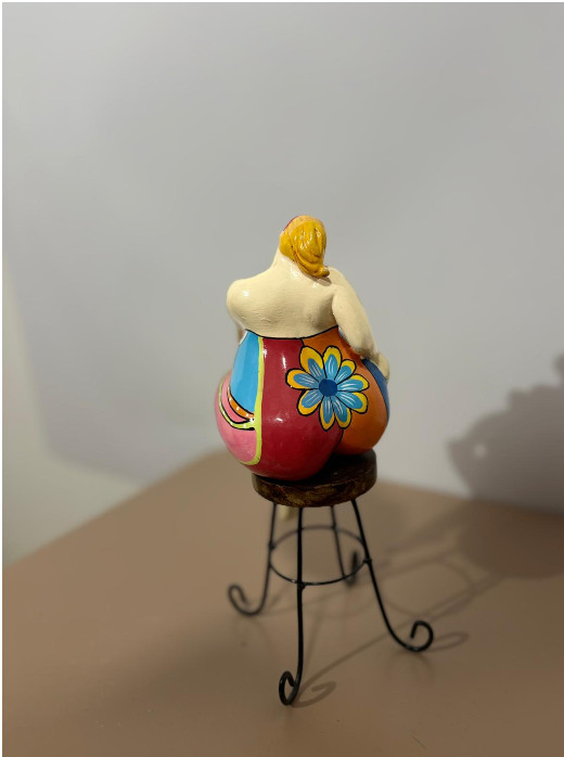 Vintage Style Decorative Plaster Lady Figurine Sitting on Chair