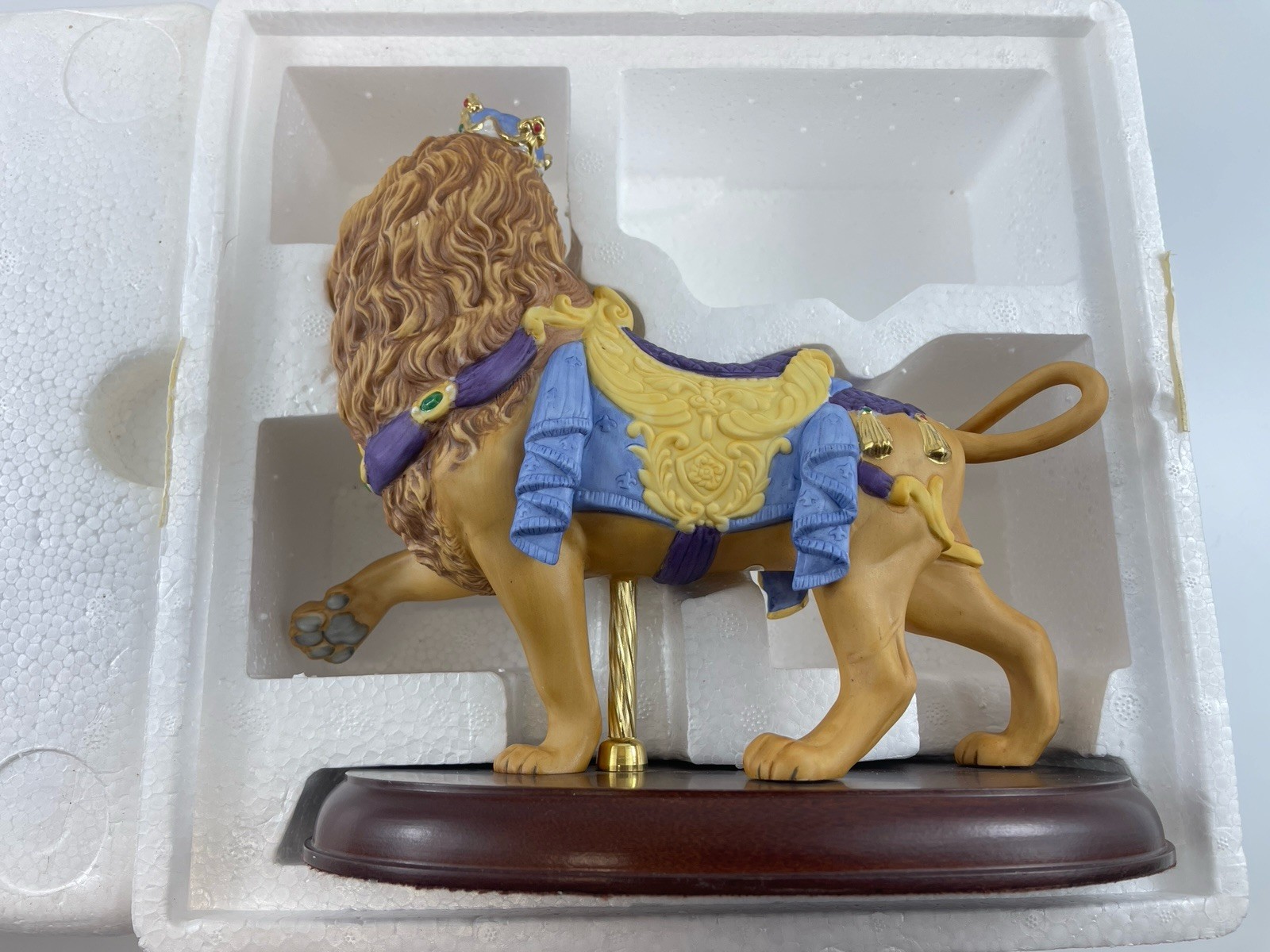 VTG Lenox 1990 Carousel Lion, Limited Edition Porcelain Figurine, Wood Base