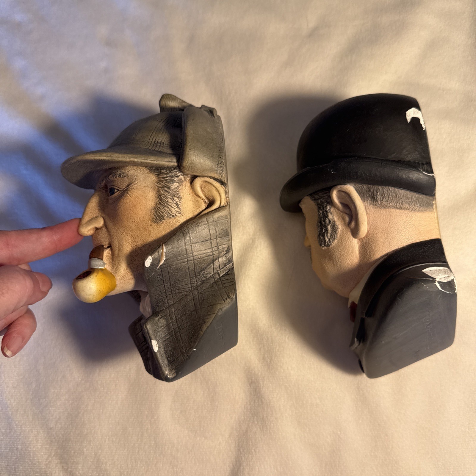 Bossons and Legends Chalkware Hand Painted Figurines Sherlock Holmes and Watson