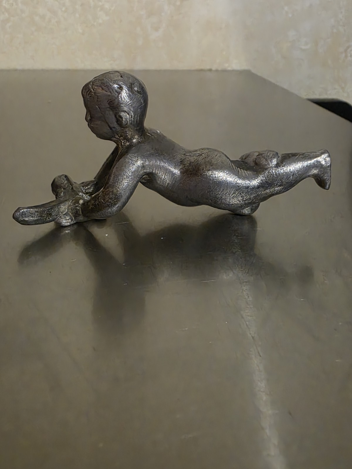 Metal Young Boy Child Figurine / Sculpture. Interesting Piece Of Decor