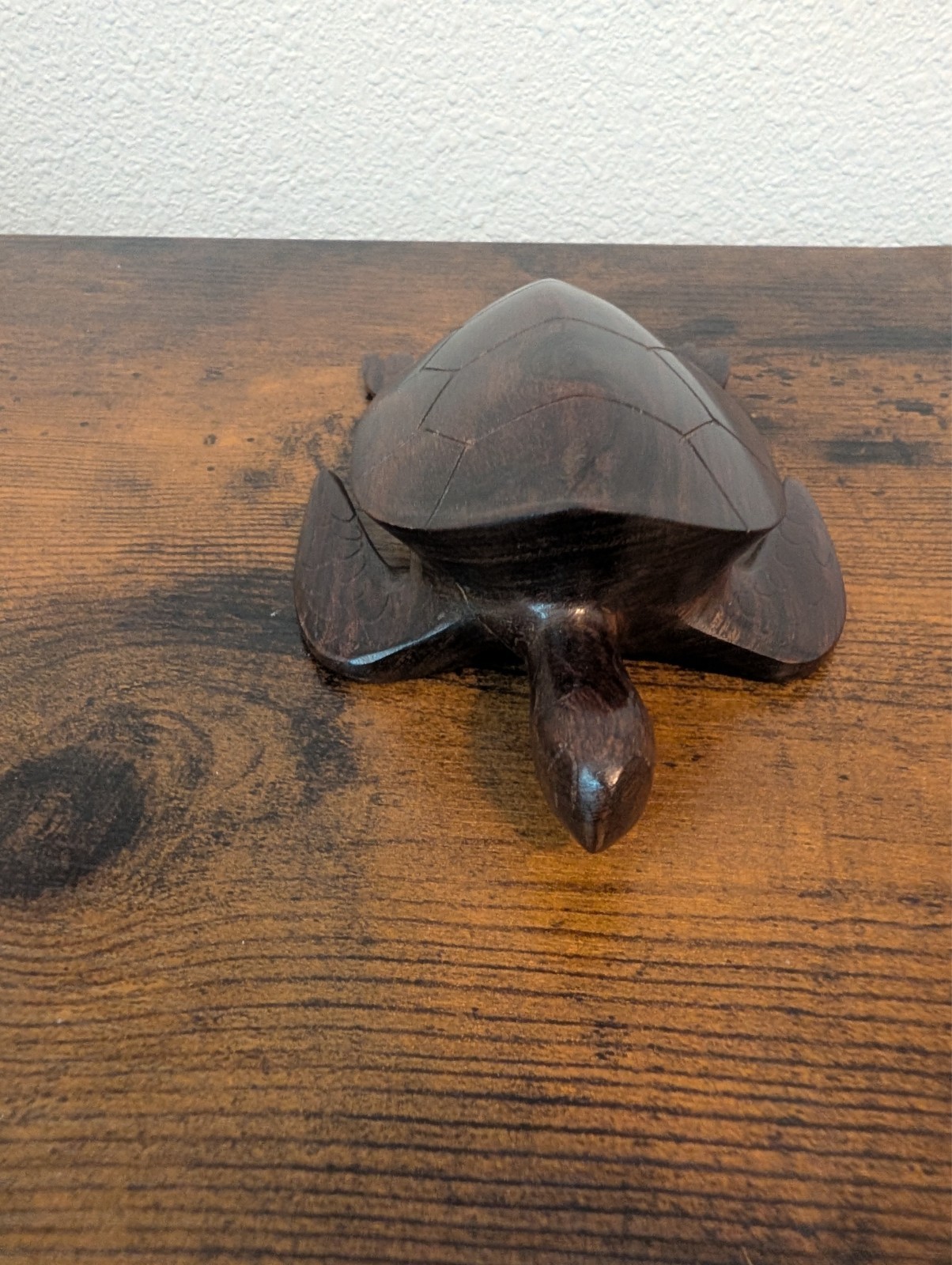 Hand Carved Sea Turtle Figurne Made From A Very Dense Heavy Wood