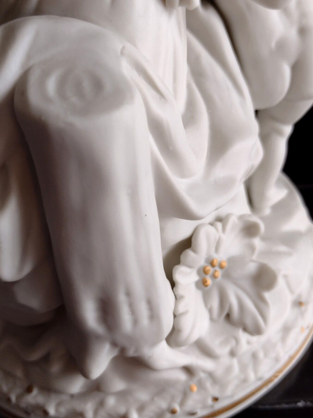 Rare Vtg Parian Mother Woman Child Flowers 8″ Bisque Ceramic Art Andrea by Sadek