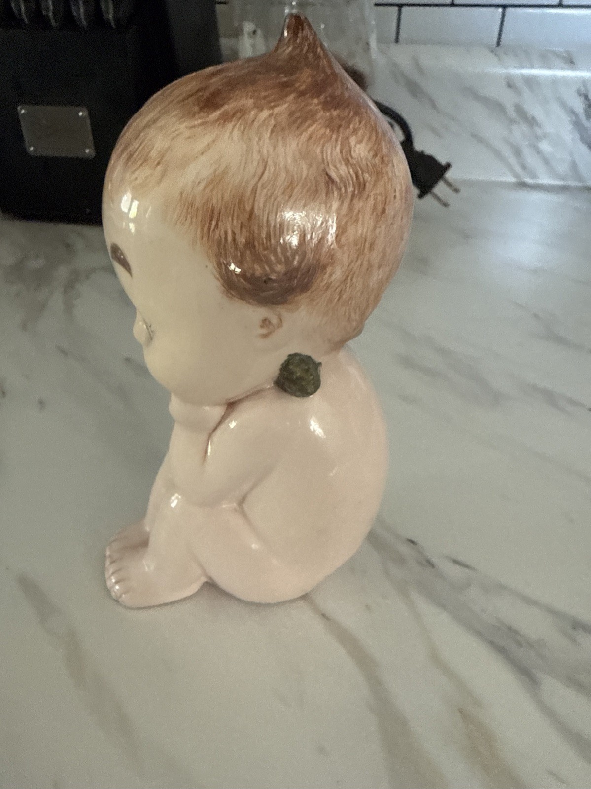 Unique Vintage Chalkware Kewpie Sitting Girl Figurine 6″ Tall