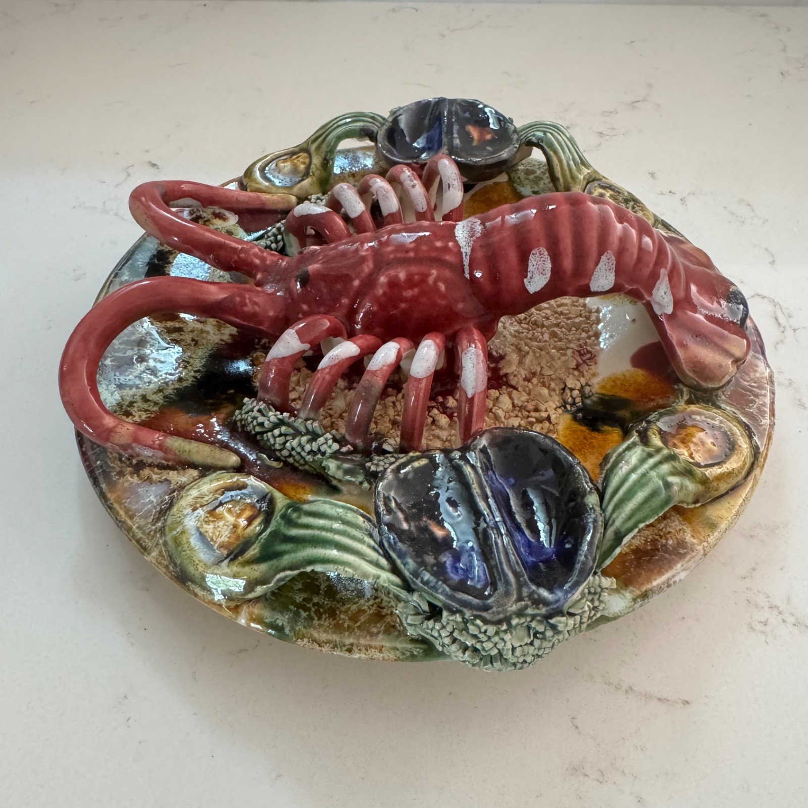 J. Willfred By Sadek Lobster Plate Palissy Majolica Portugal 7” Hanging Plate