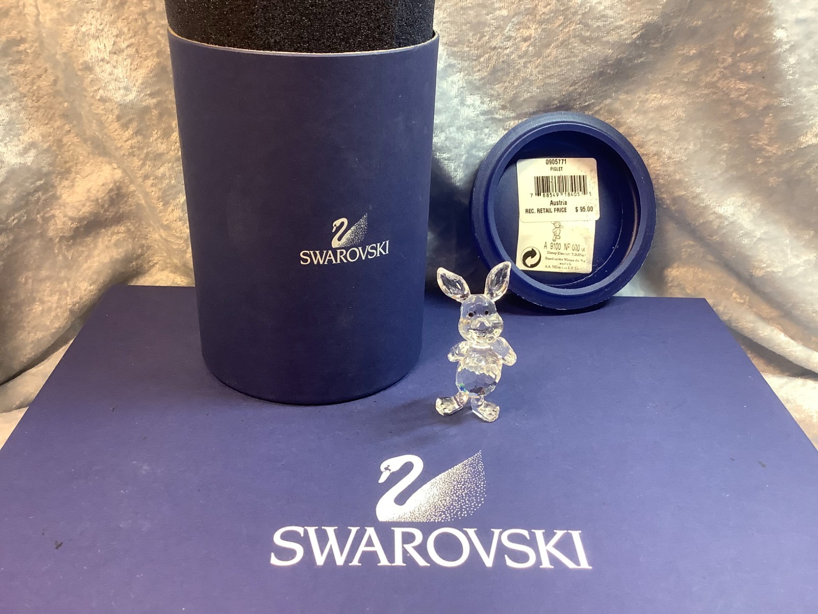 Swarovski Disney Set: Winnie the Pooh, Eeyore, Piglet, Tigger, & Plaque. MIB+COA