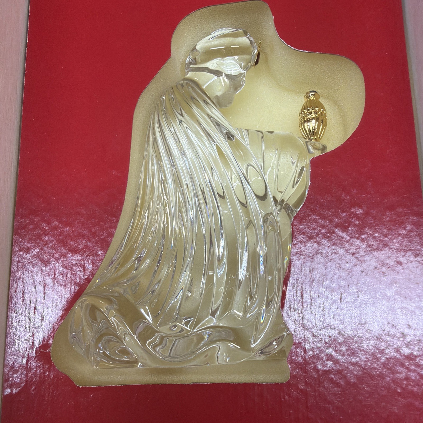 Gorham Crystal Nativity Wise Man Figure Gold Accents Original Box