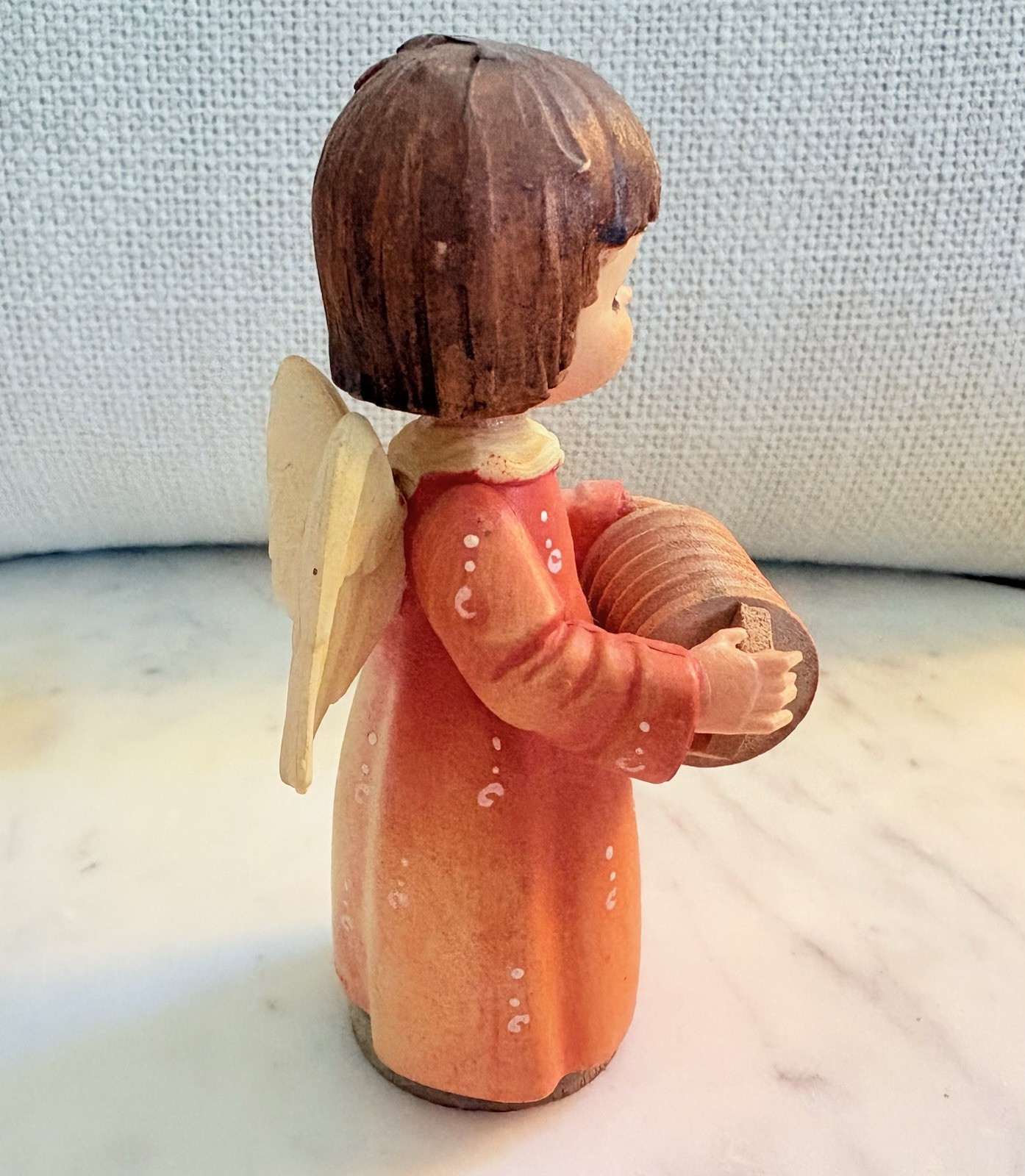 Vintage ANRI Ferràndiz Angel Girl with Accordion Hand Carved Italy 3.5” Music