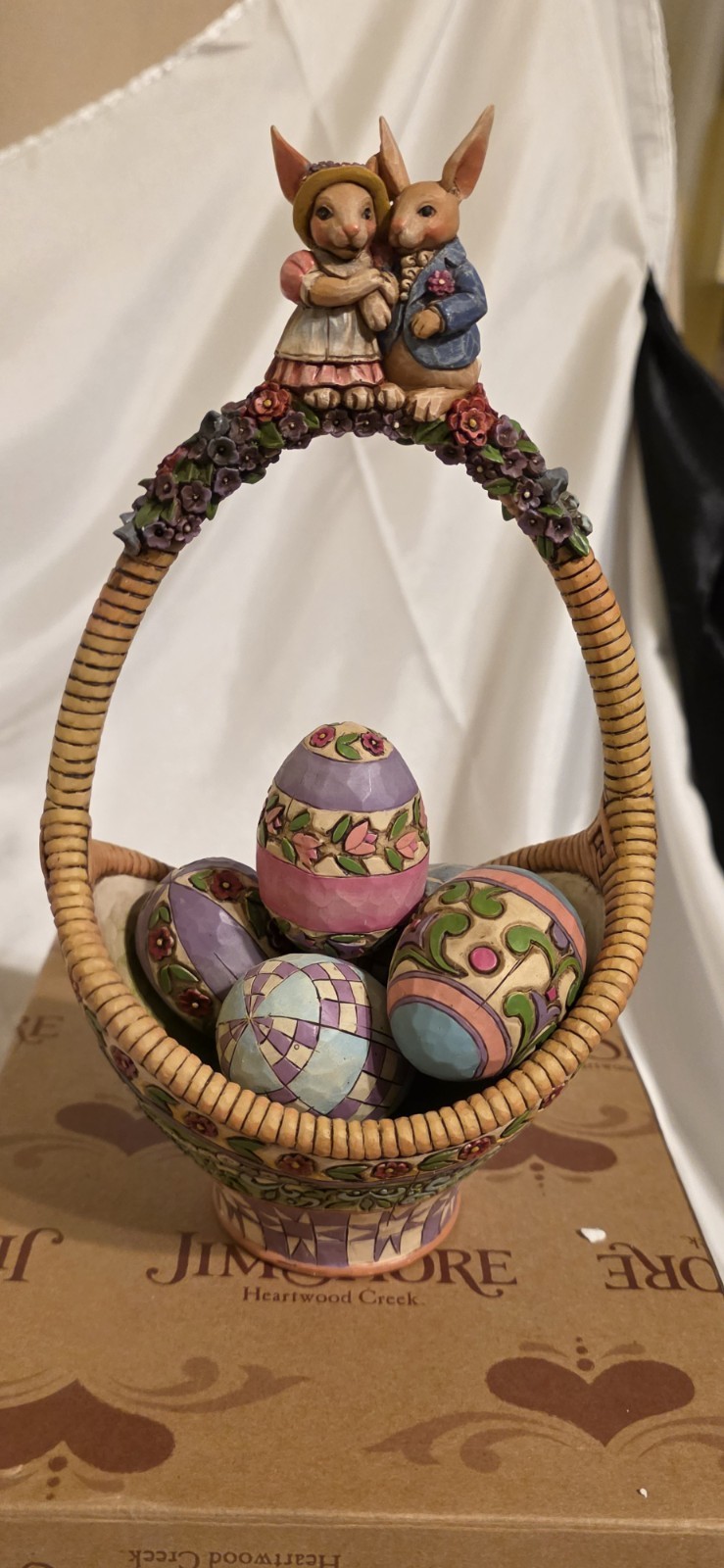 JIM SHORE ,GATHERING JOY, 2006 SET OF 1-EASTER BASCHET W/ 5 EGGS FIGURINES NIB
