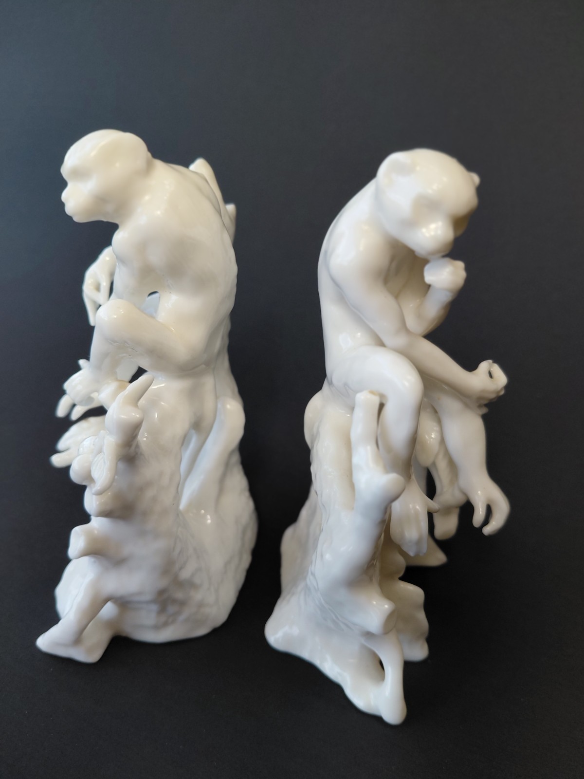 VTG Set MONKEY Figurines. MCM Ardalt Lenwile China. 4.75″T. RARE. Chinoiserie.