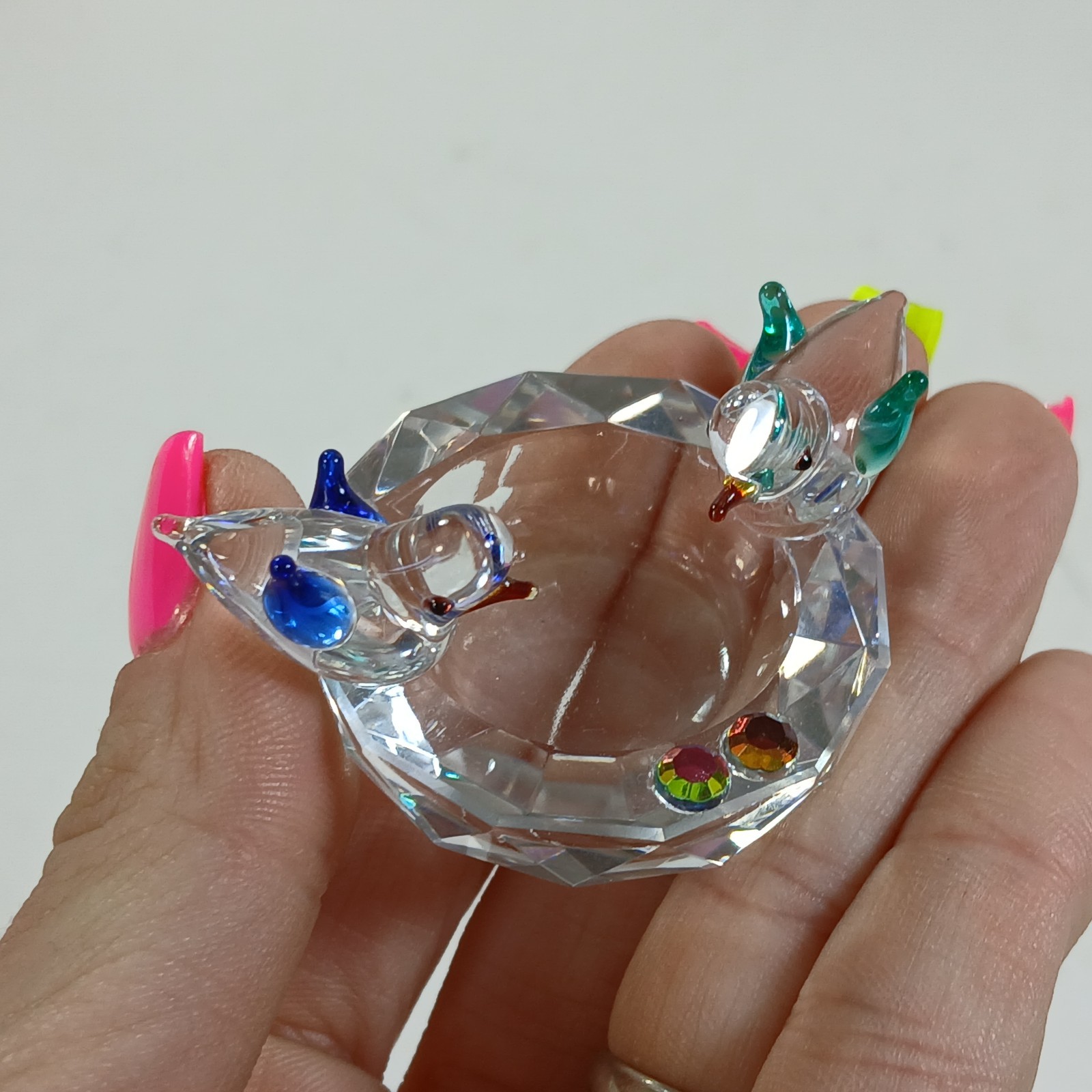 Crystal Bird Bath Bowl Birds Figurine Bowl Sculpture Lampwork
