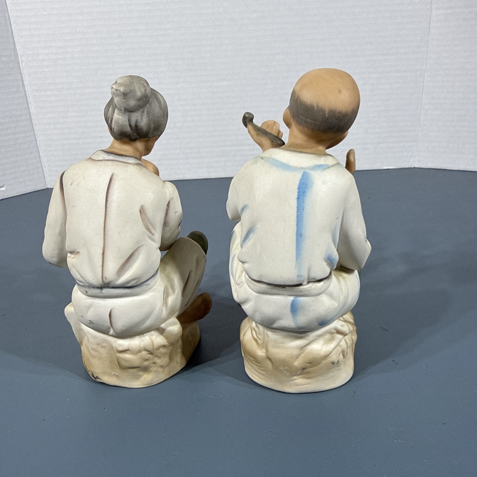 Vintage Ardco Hand Painted Japanese Old Man & Old Woman Woman Figurine