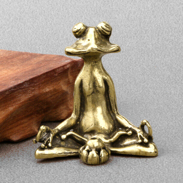 Solid Brass Frog Statue Animal Statue Ornament Toys Home Office Decoration New/