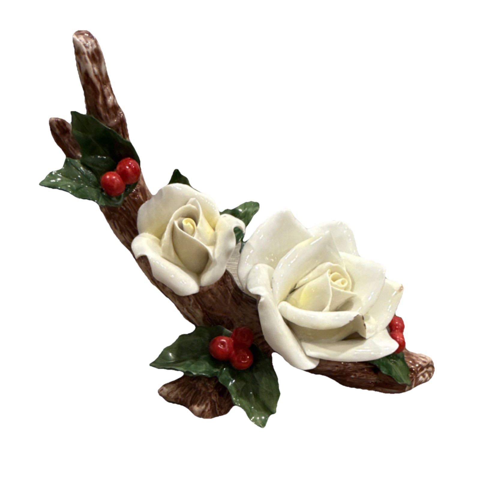 Ceramic Rose Figurine White Glossy Glazed Floral Decor for Adults Any Room