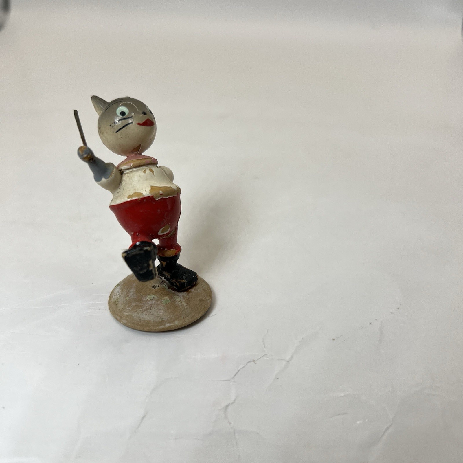Vintage Goula Wooden Painted Cat Kitten Marching Made In Spain