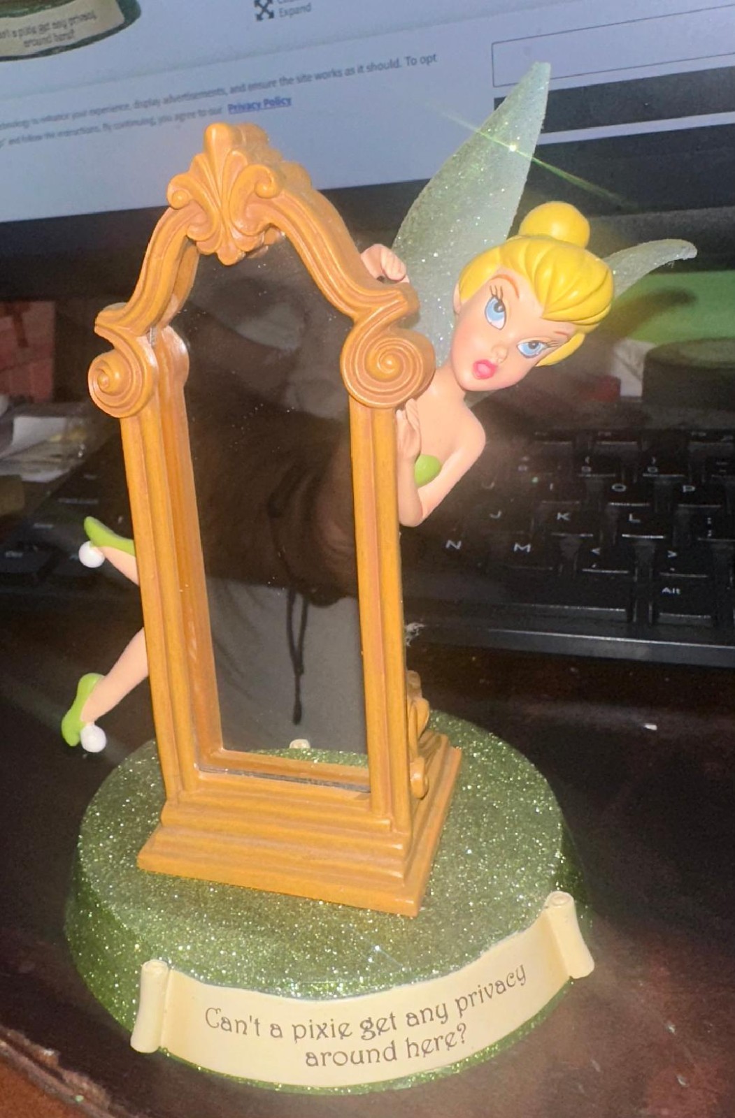 Disney Store Tinker Bell Pixie Privacy Mirror Statue Figurine Retired sold loose