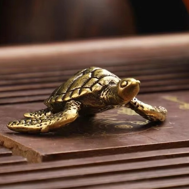 Brass Turtle Figurine Small Animal Statue Table Office Home Decoration Toy Gifts
