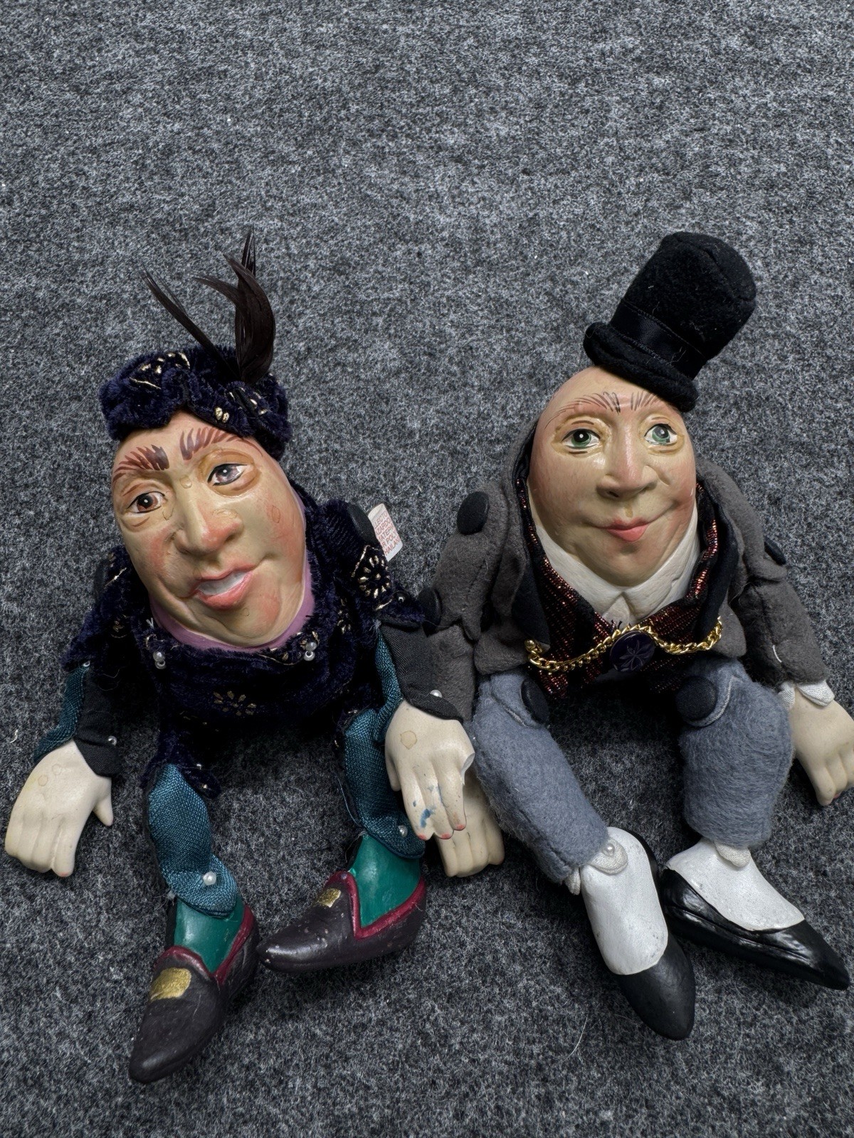 Vintage Humpty Dumpty Shelf Sitter Dolls Pair Hand Painted Made In Thailand