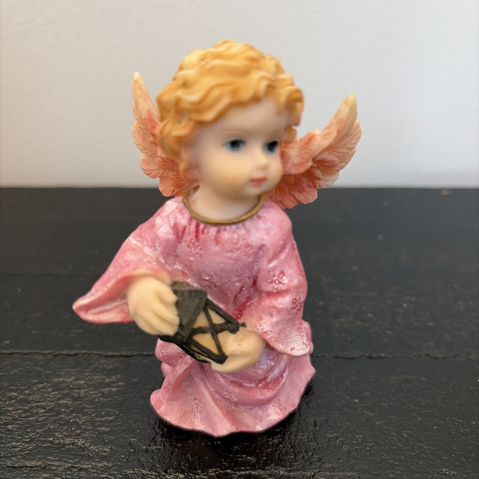 Vintage Ceramic Angel Fairy Figurine Carrying A Lantern Approx 3.5” Tall