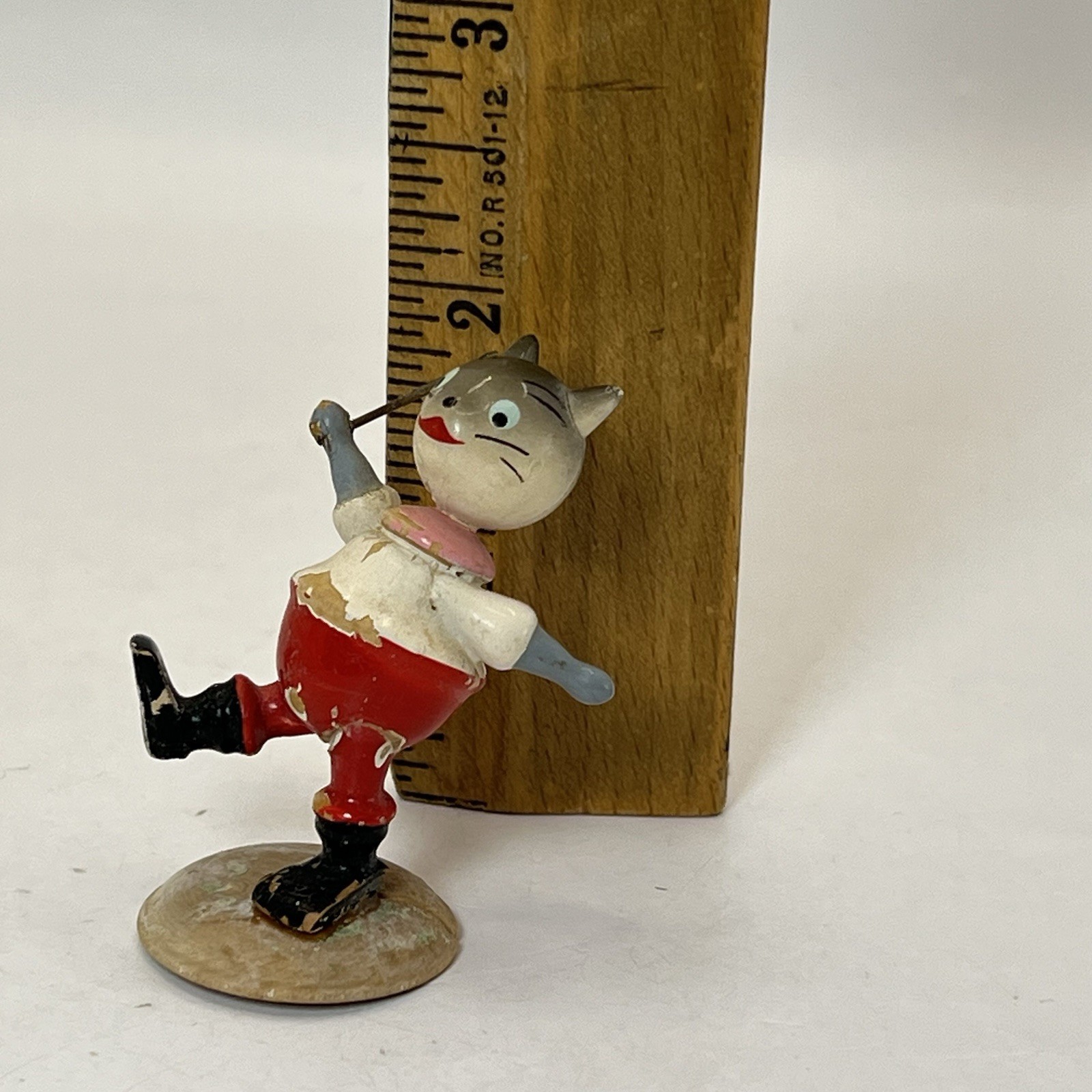 Vintage Goula Wooden Painted Cat Kitten Marching Made In Spain