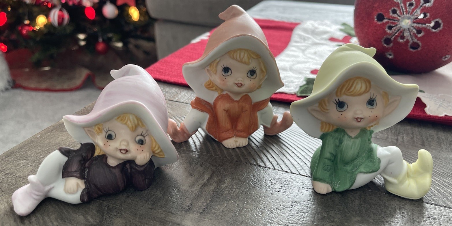 SET OF 3 HOMCO PIXIE ELF Porcelain Ceramic FIGURINES Figures Numbered #5213