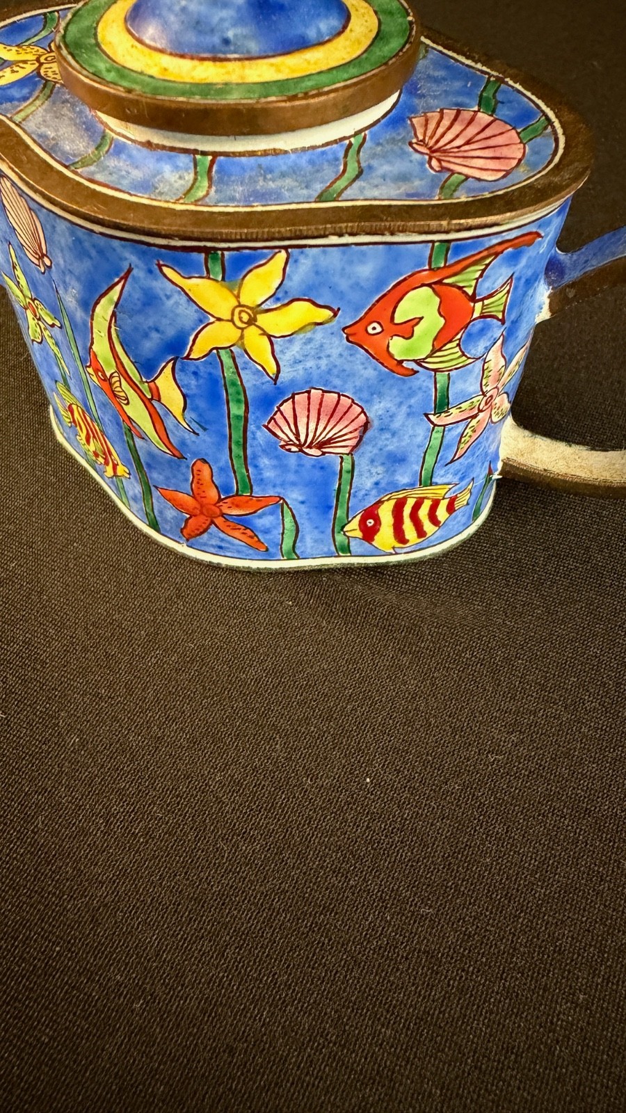 Kelvin Chen Teapot Mini Enameled Sea-life Fish Design