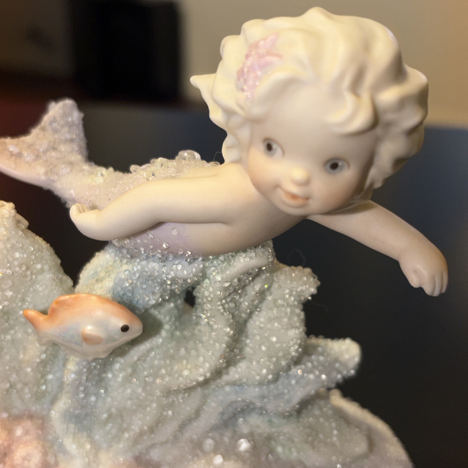 “Elecia” Coral Kingdom Mermaid Figurine By Enesco 1994 #137286 Shimmering Stone