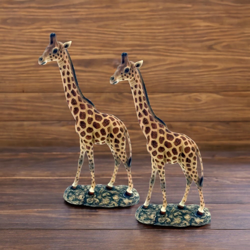 2-PC Gift Set 12.5″H Giraffe Standing Figurine Ornament Home Decor Unique Gift
