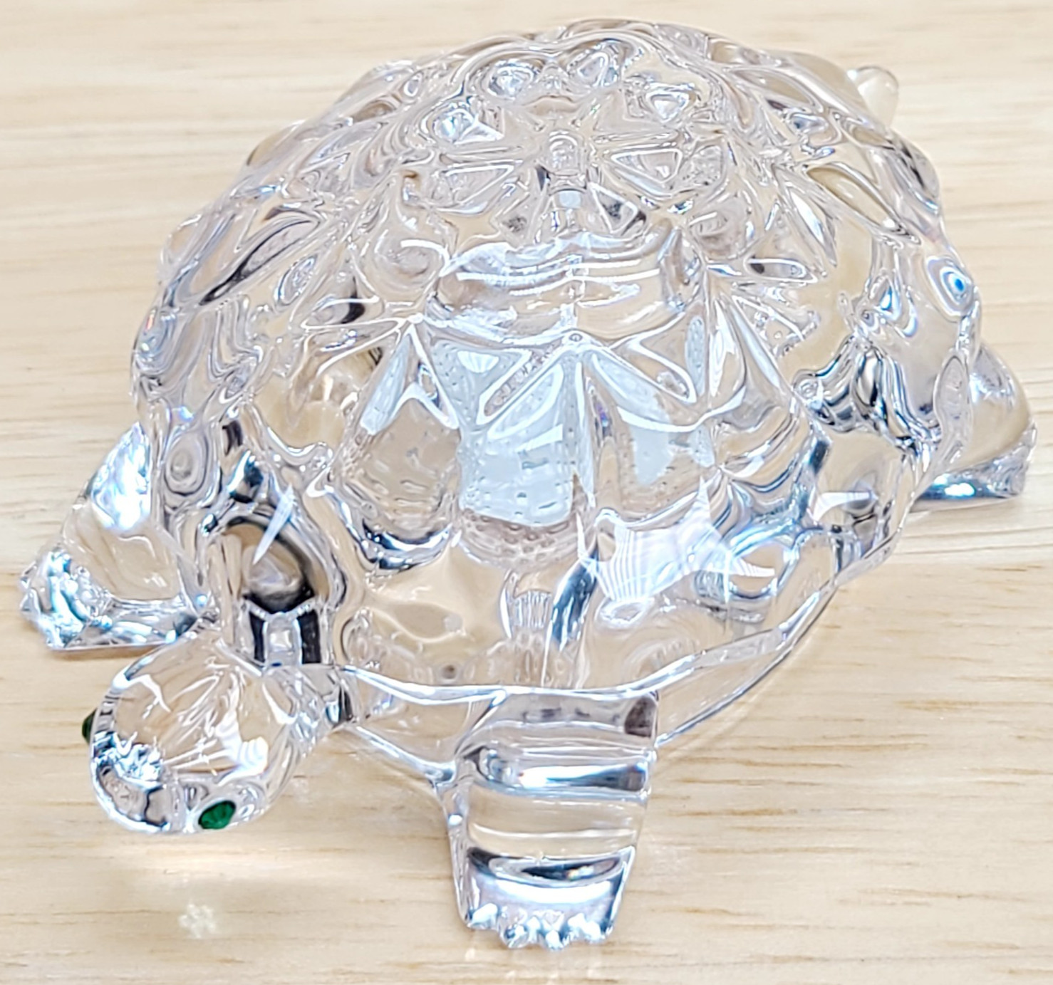 Lenox Fine Crystal Turtle Czech 3″ Green Rhinestone Eyes Art Glass